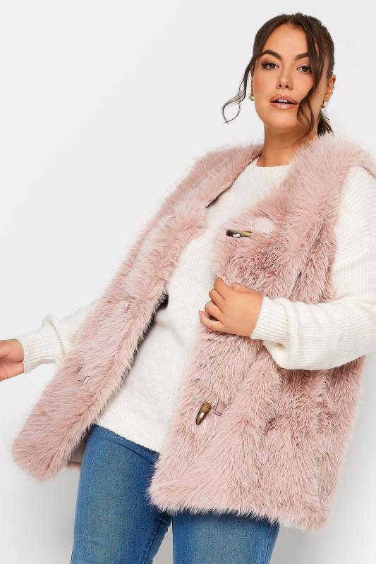Plus Size  YOURS Curve Pink Faux Fur Gilet