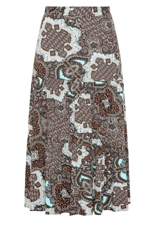 YOURS LONDON Curve Brown Paisley Tiered Maxi Skirt_F.jpg