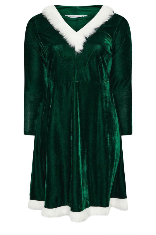 YOURS LONDON Plus Size Green Velvet Santa Dress | Yours Clothing 6