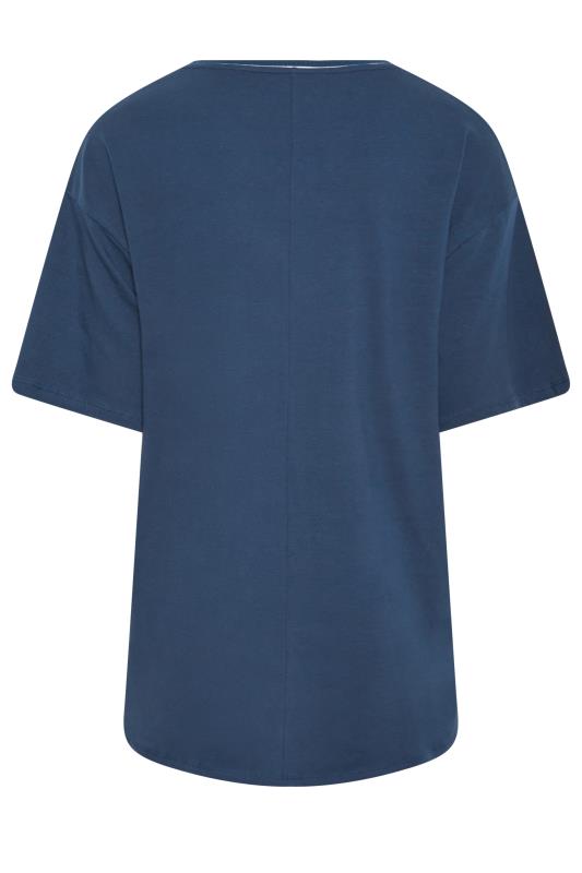 Round Longline Baseball Short Sleeve T-Shirt Grey-Navy blue
