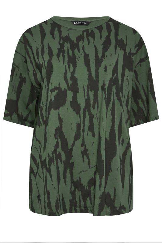 YOURS Curve Plus Size Khaki Green Animal Print T-Shirt | Yours Clothing  7