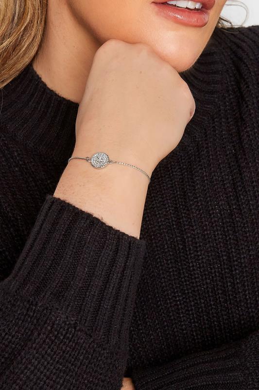 Plus Size Silver Diamante Circle Bracelet | Yours Clothing 1