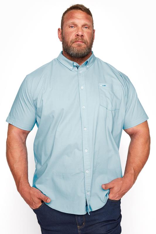 Men's Casual / Every Day BadRhino Big & Tall Light Blue Poplin Short Sleeve Shirt