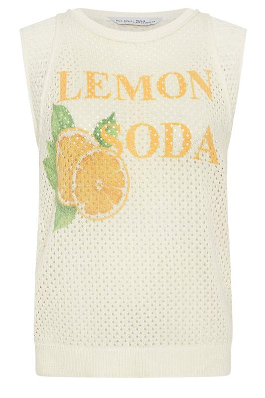 PixieGirl Petite Women's Ivory White Lemon Graphic Crochet Vest Top | PixieGirl 6