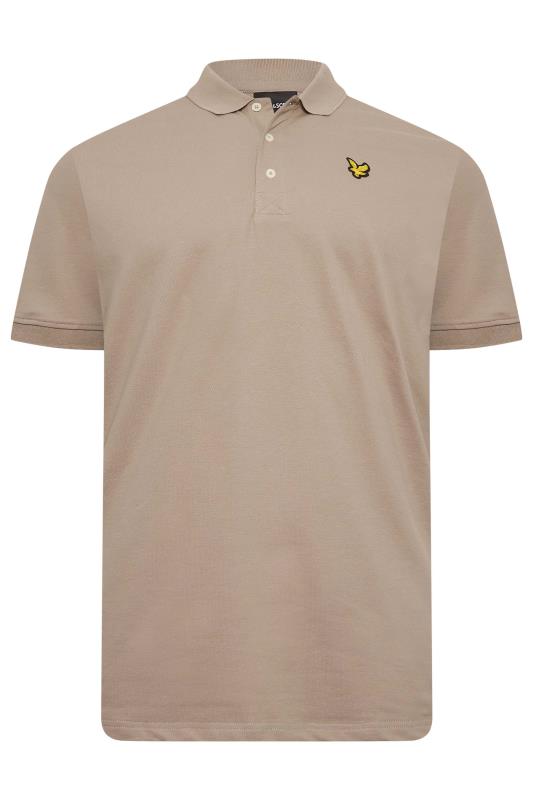  Grande Taille LYLE & SCOTT Big & Tall Beige Brown Logo Polo Shirt