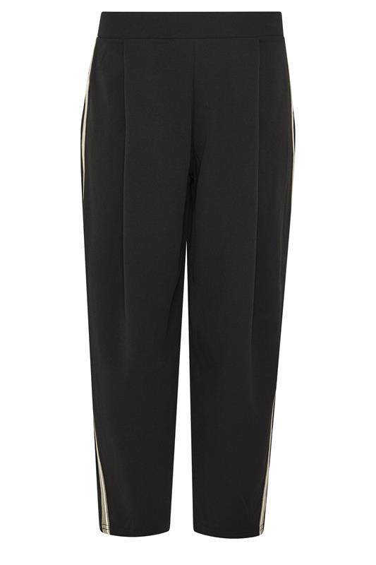 PixieGirl Petite Women's Black Side Stripe Detail Barrel Leg Trousers | PixieGirl 5