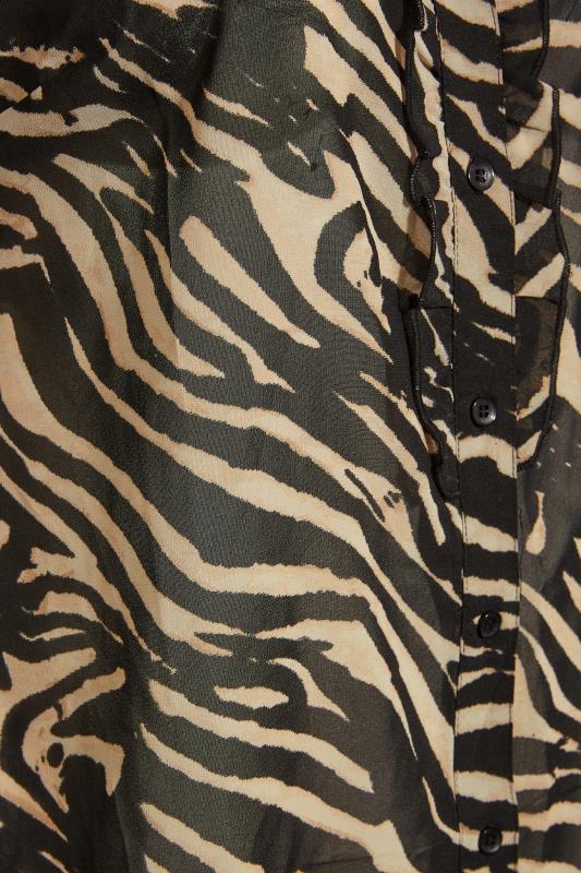 Curve Black Zebra Print Sleeveless Frill Blouse 5