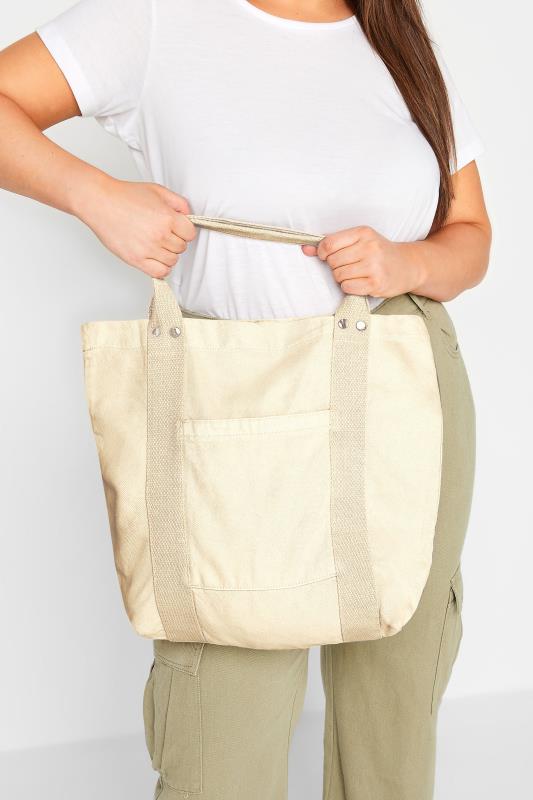  Yours Beige Brown Canvas Tote Bag