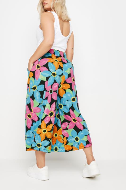 YOURS Plus Size Blue & Pink Floral Print Midaxi Culottes | Yours Clothing 3