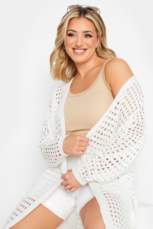 YOURS Curve Plus Size White Crochet Cardigan | Yours Clothing  4