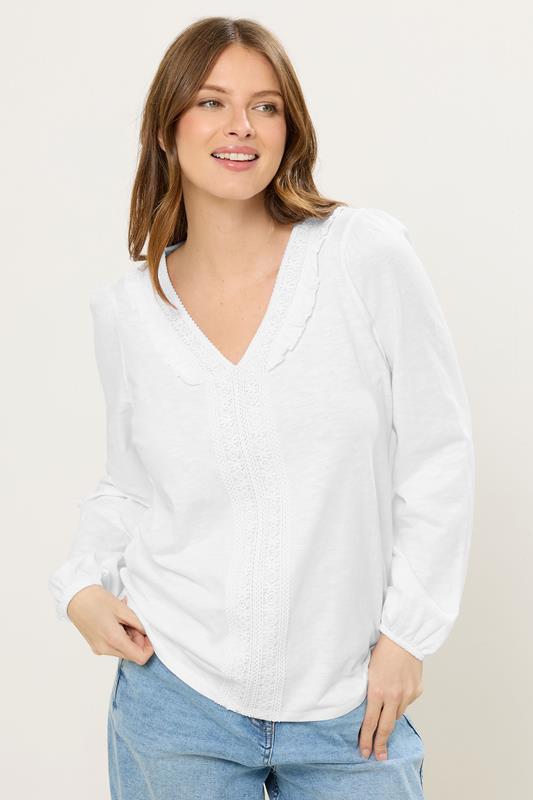 M&Co White Frill Detail Cotton Blouse | M&Co 1