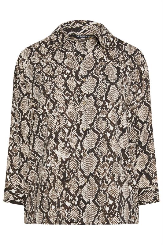 YOURS Plus Size Stone Brown Snake Print Shirt | Yours Clothing 6