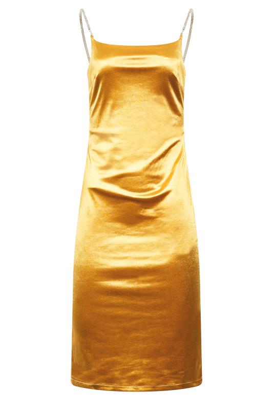 LTS Tall Women's Gold Diamante Strap Satin Mini Slip Dress | Long Tall Sally  6