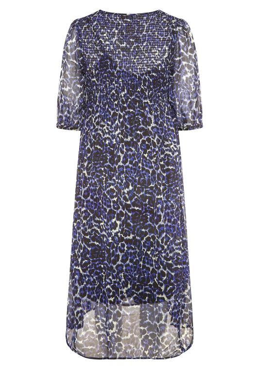 LIMITED COLLECTION Blue Leopard Print Shirred Midaxi Dress_BK.jpg