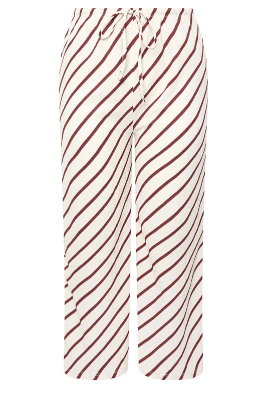 YOURS Plus Size  Natural Brown Stripe Wide Leg Trousers | Yours Clothing 5