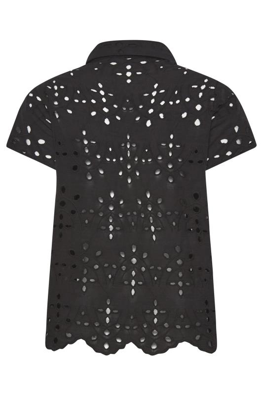 YOURS PETITE Plus Size Black Broderie Anglaise Short Sleeve Shirt | Yours Clothing 7