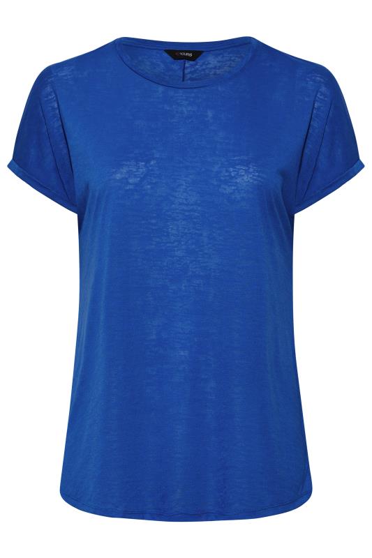 Plus Size Blue Burnout Grown On Sleeve T-Shirt | Yours Clothing 6