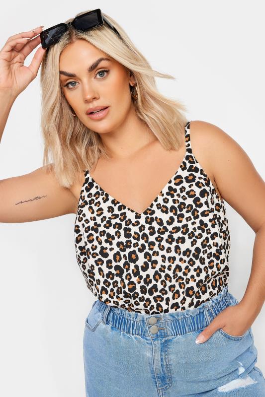YOURS Plus Size White Leopard Print Cami Vest Top | Yours Clothing 5
