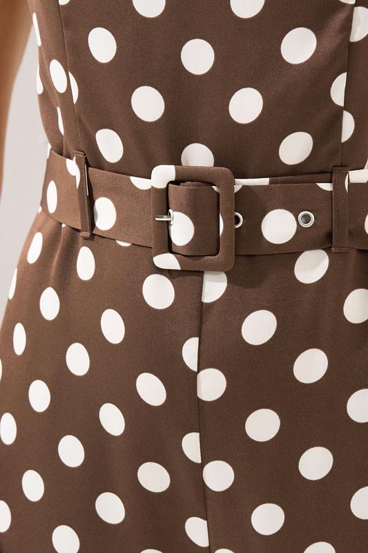 LTS Tall Women's Chocolate Brown Polka Dot Wide Leg Jumpsuit | Long Tall Sally 4