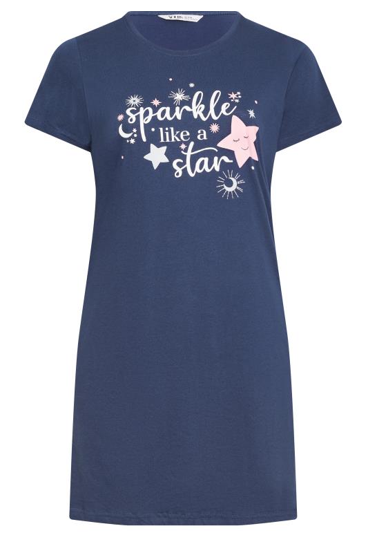 YOURS Plus Size Navy Blue 'Sparkle Like A Star' Slogan Nightdress | Yours Clothing 5