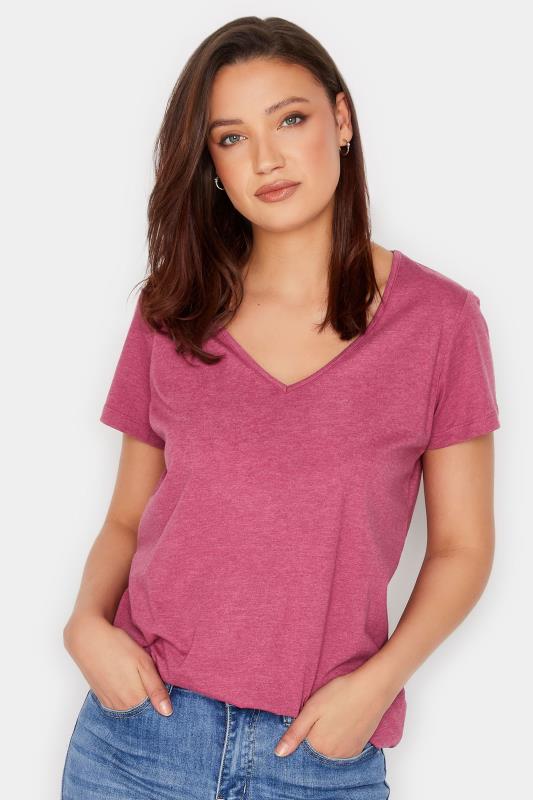 LTS Tall Women's Pink V-Neck T-Shirt | Long Tall Sally 1