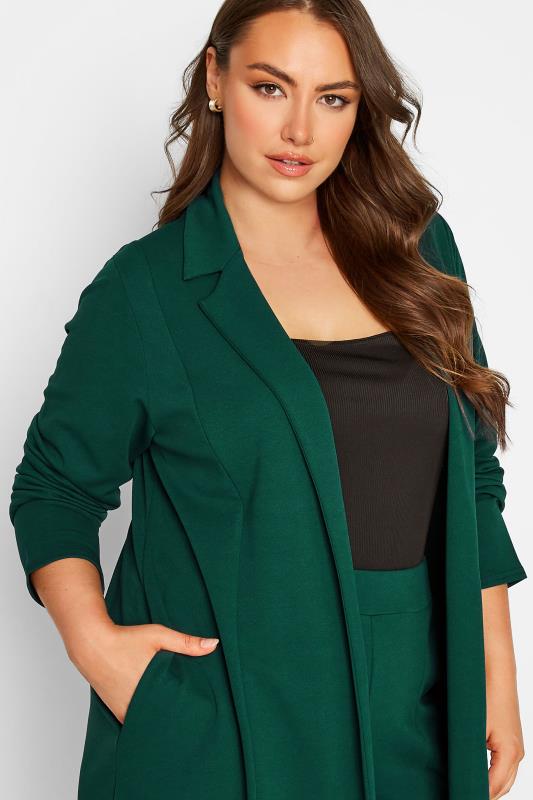 LIMITED COLLECTION Plus Size Forest Green Longline Blazer | Yours Clothing 4