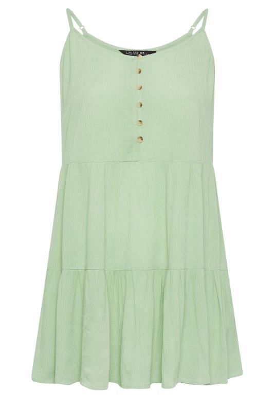 LIMITED COLLECTION Plus Size Sage Green Crinkle Tiered Swing Vest Top | Yours Clothing 6