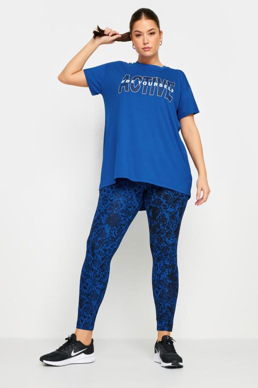 YOURS ACTIVE Plus Size Blue '#Be Yourself' Top | Yours Clothing 3