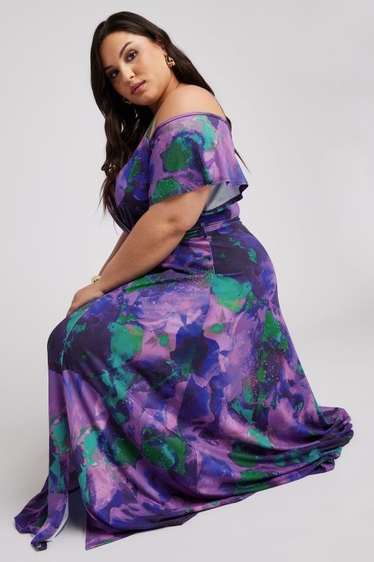 YOURS LONDON Plus Size Purple Abstract Print Wrap Dress | Yours Clothing 2