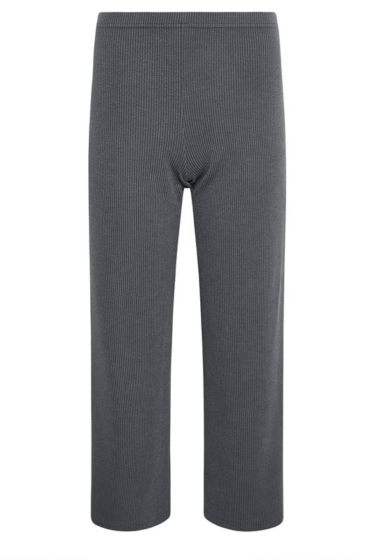 PixieGirl Petite Women's Charcoal Grey Textured Wide Leg Trousers | PixieGirl 5