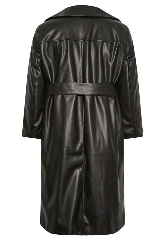 YOURS Plus Size Black Faux Leather Trench Coat | Yours Clothing 9