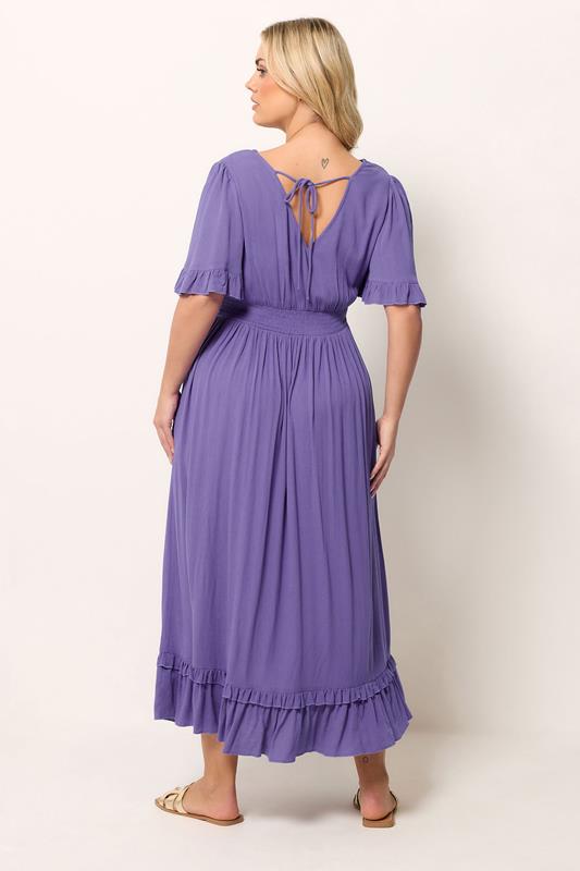 YOURS Plus Size Purple Crochet Maxi Dress | Yours Clothing 2