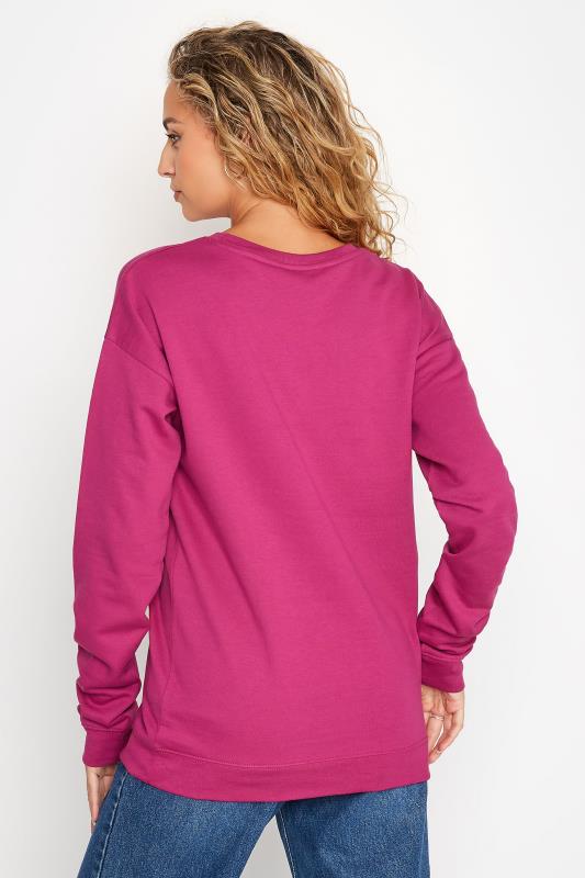 LTS Tall Hot Pink Flower "Wild & Beautiful" Print Sweatshirt 3