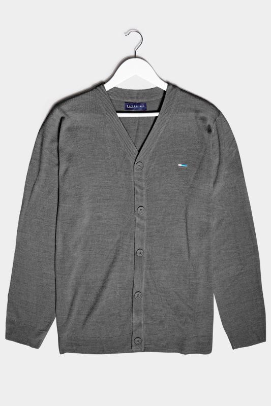 Men's  BadRhino Big & Tall Charcoal Grey Essential Knitted Cardigan