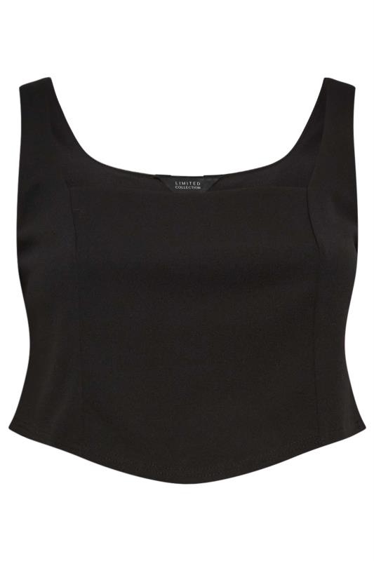LIMITED COLLECTION Plus Size Black Scuba Corset Top | Yours Clothing 5