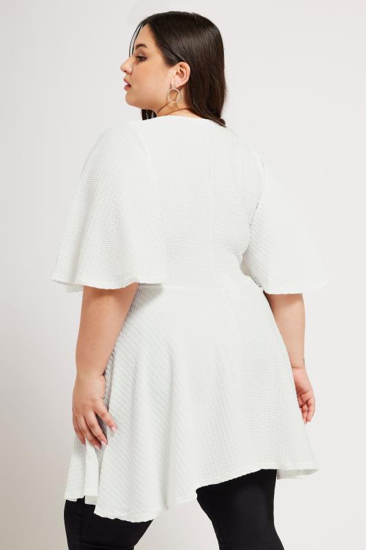 YOURS LONDON Plus Size White Angel Sleeve Jacquard Top | Yours Clothing 3