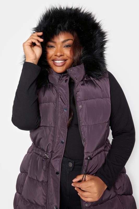 YOURS Curve Plus Size Purple Padded Midi Gilet | Yours Clothing  4