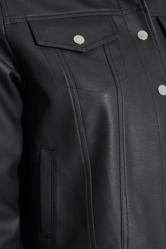 Curve Black Faux Leather Button Through Jacket 5