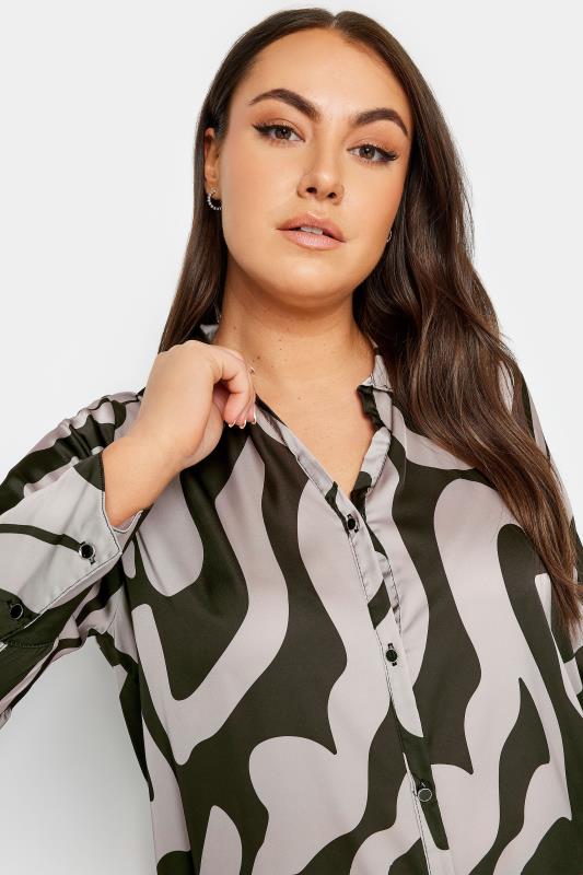 YOURS Plus Size Black Abstract Print Oversized Shirt | Yours Clothing 4
