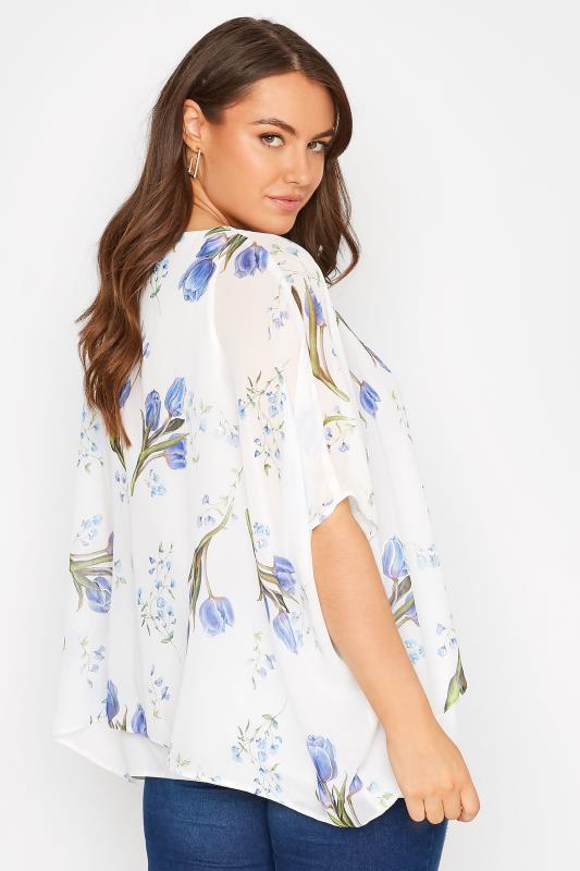 Curve White Floral Double Layered Blouse 3