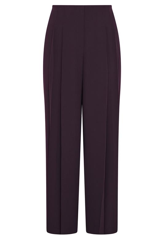 EVANS Plus Size Plum Textured Pleated Trousers | Evans 5