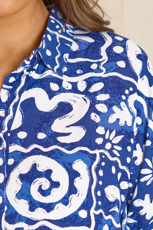 EVANS Plus Size Blue Abstract Print Blouse | Evans 4