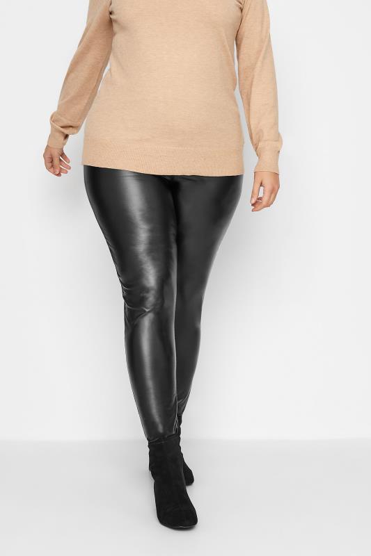 LTS Tall Women's Black Leather Look Leggings | Long Tall Sally 1