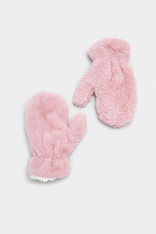 Plus Size Pink Faux Fur Gloves | Yours Clothing 2