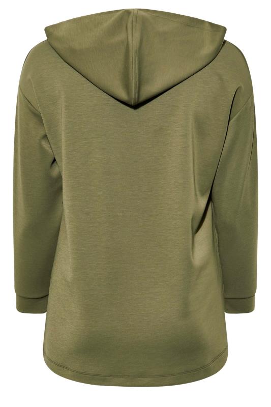 Plus Size Khaki Green 'Live Your Dreams' Zip Detail Hoodie | Yours Clothing 7