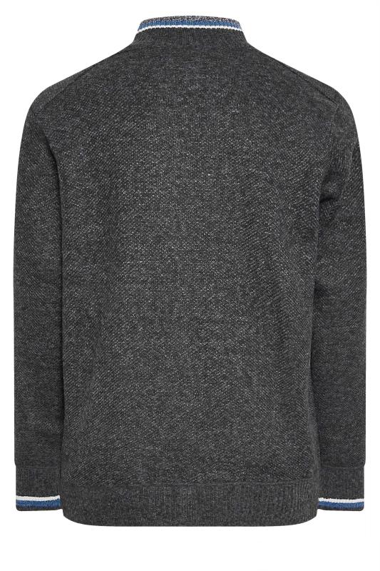 D555 Big & Tall Grey Zip Through Sweatshirt | BadRhino 4