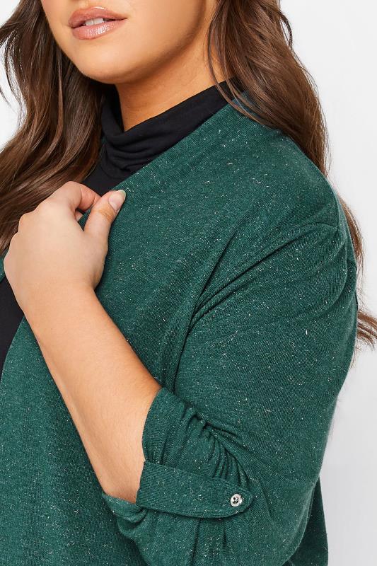 YOURS LUXURY Plus Size Teal Green Metallic Cardigan | Yours Clothing 5