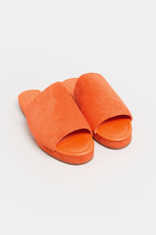 LTS Bright Orange Suede Mule Sandals In Standard Fit | Long Tall Sally  2