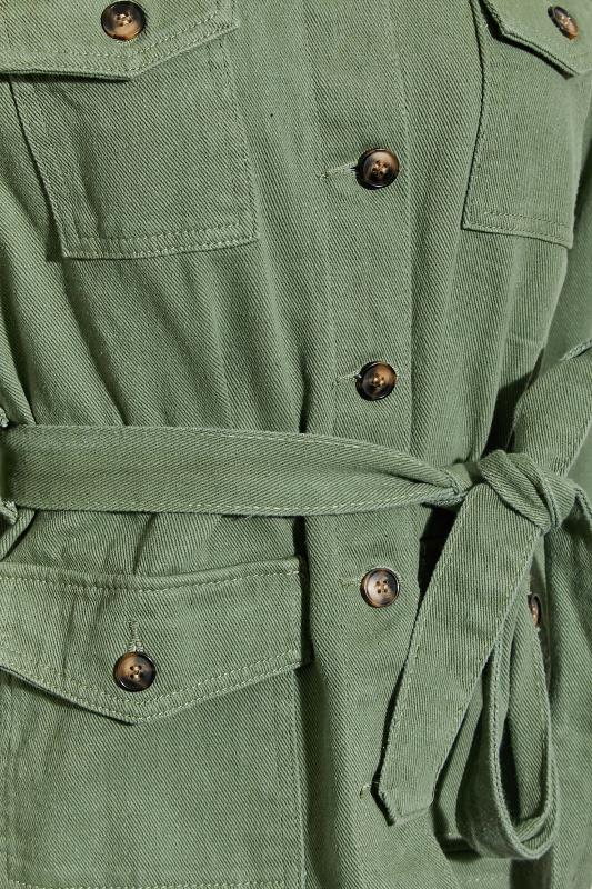 Petite Khaki Green Belted Utilty Jacket | PixieGirl 5