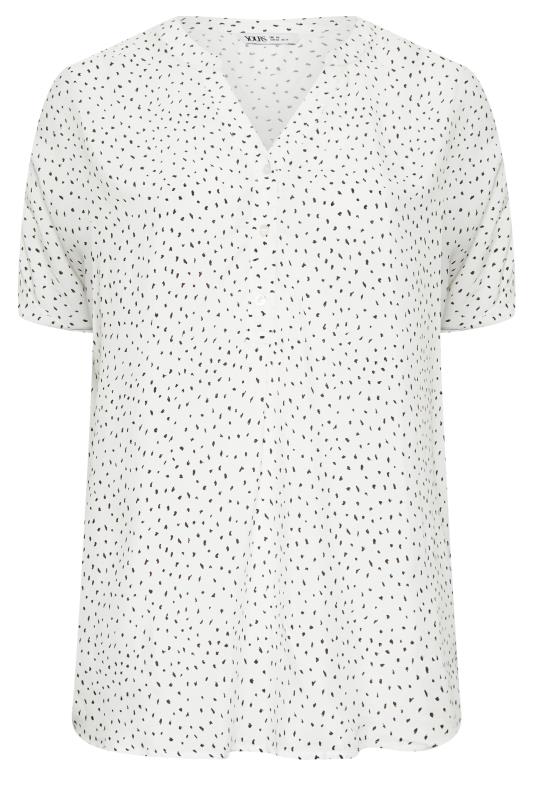 YOURS Plus Size White Spot Print Half Placket Shirt| Yours Clothing  6